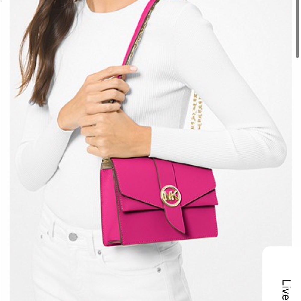 Michael Kors Greenwich Small Saffiano Hot Pink Leather Bag